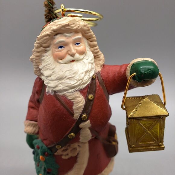 Set 3 Rustic Woodland Santa Ornaments Hallmark Christmas Collectors Folk Art - Picture 12 of 16